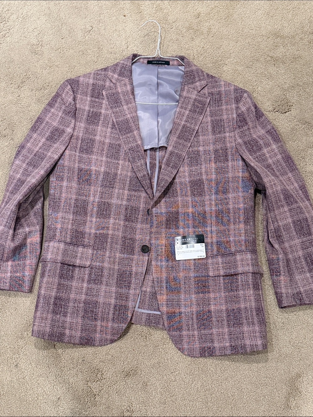 Kenneth Cole Purple Plaid Sport Coat